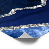 Poster Navy Silver Agate Wedding Seating Chart 12 Table (Coin)