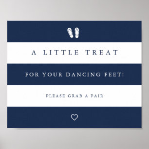 Poster Navy & White Stripe Wedding Flip Flop Sign