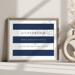 Poster Navy & White Stripe Wedding Guestbook Sign