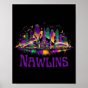 Poster Nawlins Nouvelle-Orléans Paysage Urbain Mardi-gras