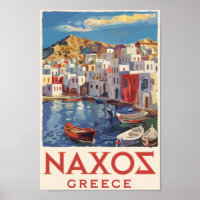 Naxos Grèce Peinture Voyage Art Vintage
