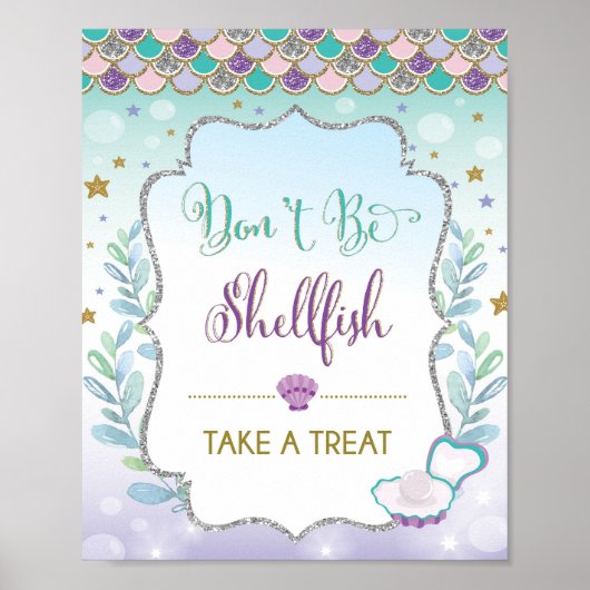 Poster N'ayez Pas De Coquillage Signe De Favori De Sirène (Devant)