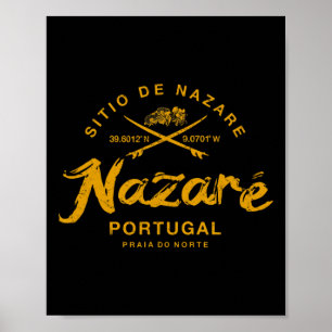 Poster Nazare Portugal Surf Vintage Rétro
