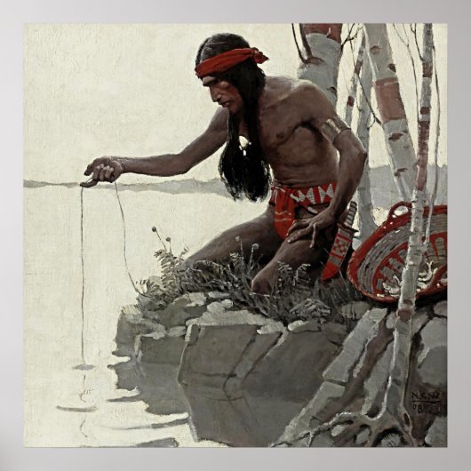 Poster NC Wyeth Peinture occidentale "Pêche" (Devant)