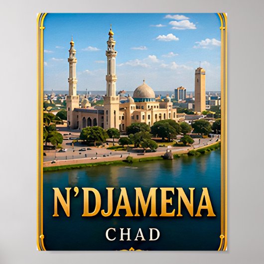 Poster N'Djamena Chari River et Horizons du désert (Devant)