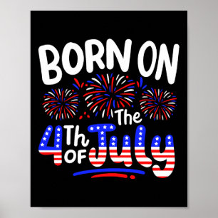 Poster Né À La Fête D'Anniversaire 4 juillet Hommes Usa F