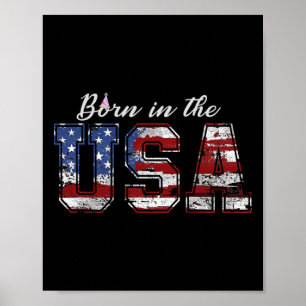 Poster Né Aux Etats-Unis, 4 juillet Drapeau Shirt Us Anni