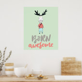Poster Né Awesome moderne Cartoon Deer (Cuisine)