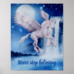 Poster Ne Cessez Jamais De Croire En Flying Unicorn Water