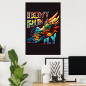 Poster Ne cours pas, Fly | Neon Running shoe (Bureau à domicile)