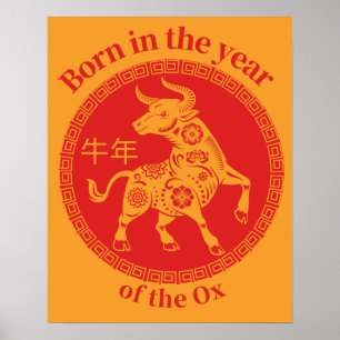 Poster Né dans l'année de l'Ox - Zodiac chinois
