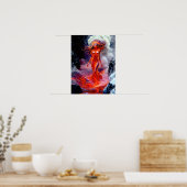 Poster "Né de l'enfer" - Portrait de femme volcanique (Cuisine)