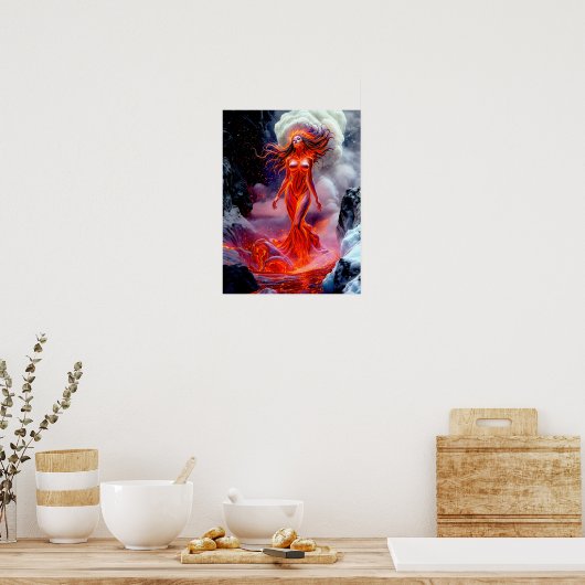 Poster "Né de l'enfer" - Portrait de femme volcanique (Cuisine)