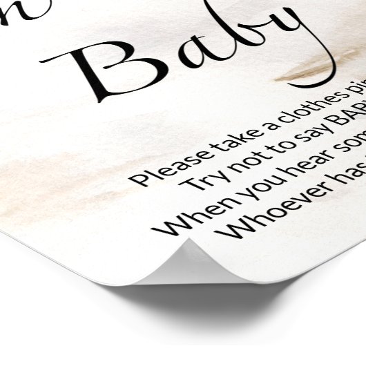 Poster Ne dis pas baby shower À feuillage persistant bébé (Coin)