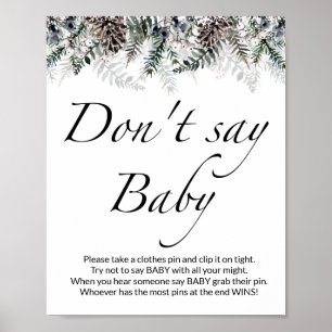 Poster Ne dis pas baby shower À feuillage persistant bébé