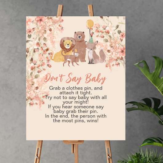 Poster Ne dites pas baby boho safari rose pampas herbe