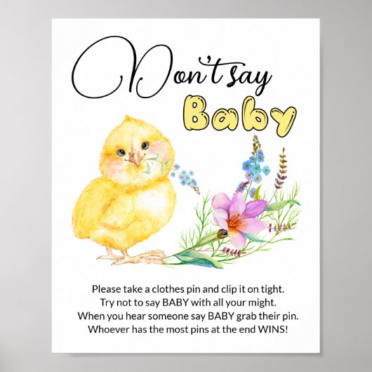 Poster Ne dites pas Baby petit baby shower de poussin jeu (Devant)