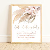 Poster Ne dites pas baby shower jeu pampas herbe boho