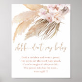 Poster Ne dites pas baby shower jeu pampas herbe boho (Devant)