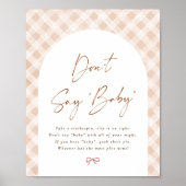 Poster Ne dites pas bébé Gingham Cutie Pie Panneau de Bab (Devant)