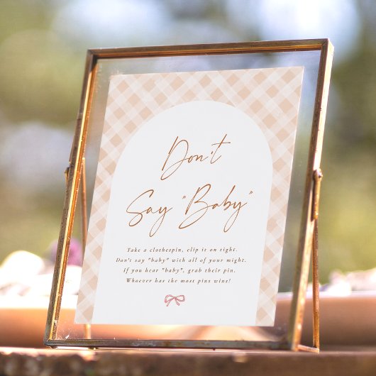 Poster Ne dites pas bébé Gingham Cutie Pie Panneau de Bab