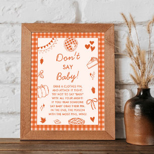 Poster Ne dites pas bébé ! Panneau de jeu amusant pour Ba