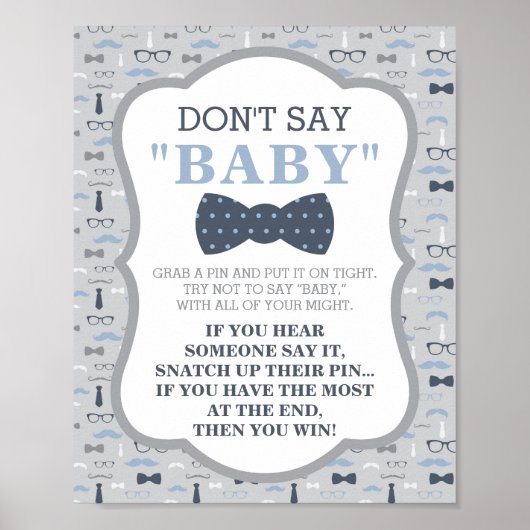 Poster Ne dites pas Bébé Signal, Cravate de la Bow, Bleu (Devant)