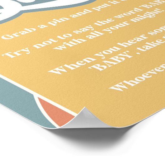 Poster Ne dites pas bébé Signe de douche rétro ensoleillé (Coin)