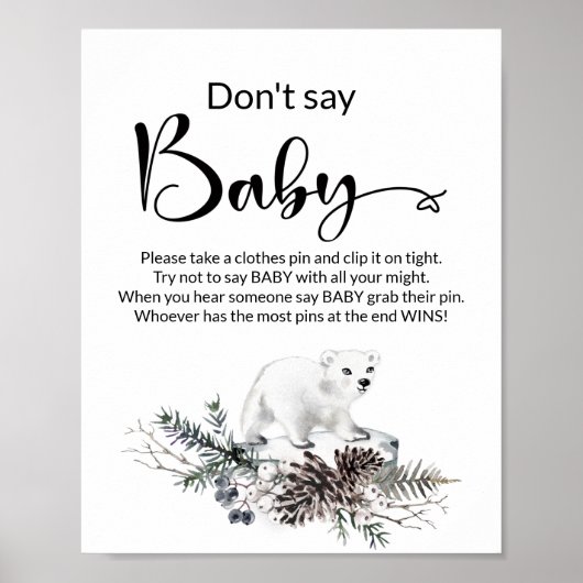 Poster Ne dites pas l'affiche du baby shower d'hiver pour (Devant)