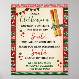 Poster Ne dites pas Père Noël Pince à linge Jeu Sweat Ugl
