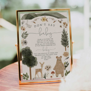 Poster Ne dites pas Signe Bébé Bohème Baby Shower Woodlan