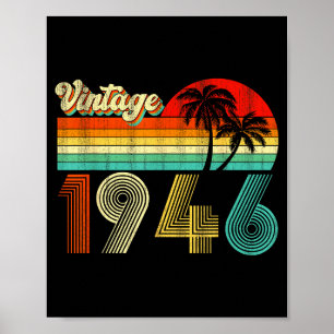 Poster Né en 1946 Vintage 80 ans Drôle Anniversaire 80 an