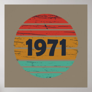 Poster Né en 1971 anniversaire vintage