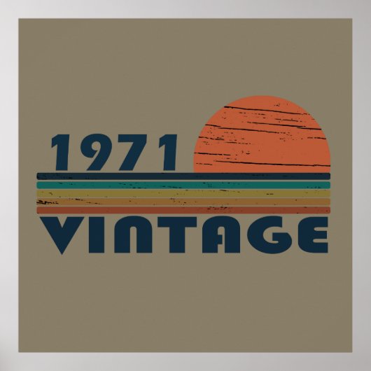 Poster Né en 1971 cadeau d'anniversaire vintage (Devant)