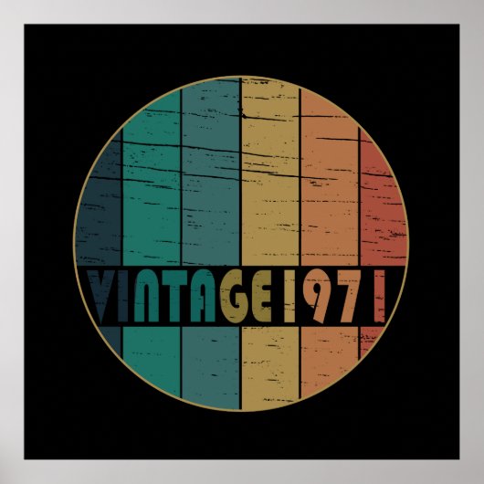 Poster Né en 1971 cadeau d'anniversaire vintage (Devant)