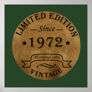 Poster né en 1972 anniversaire vintage