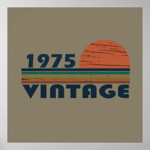Poster Né en 1975 millésime anniversaire