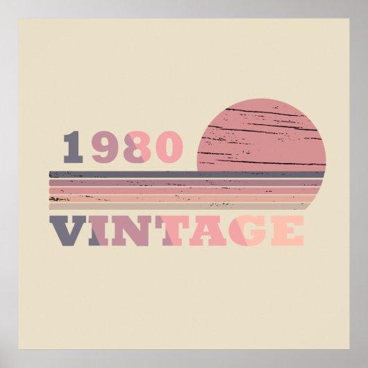 Poster né en 1980 cadeau d'anniversaire vintage (Devant)