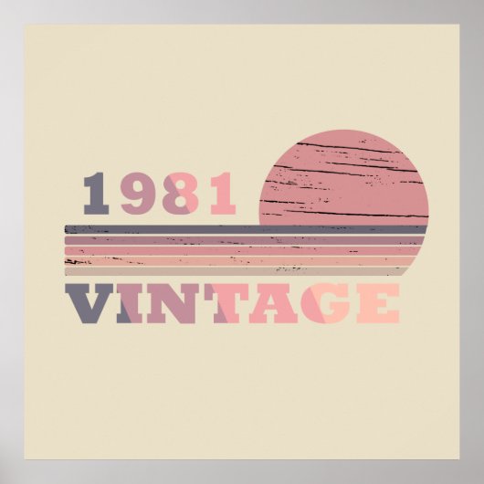 Poster né en 1981 cadeau d'anniversaire vintage (Devant)