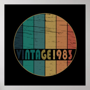 Poster Né en 1983 anniversaire vintage