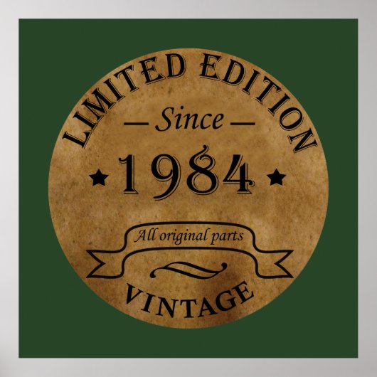 Poster né en 1984 anniversaire vintage (Devant)