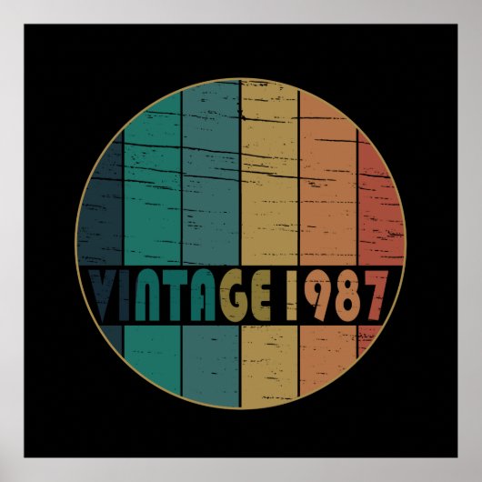 Poster né en 1987 cadeau d'anniversaire vintage (Devant)