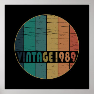Poster né en 1989 anniversaire vintage