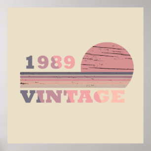 Poster né en 1989 anniversaire vintage