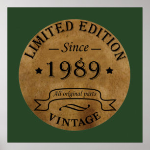 Poster né en 1989 vintage anniversaire