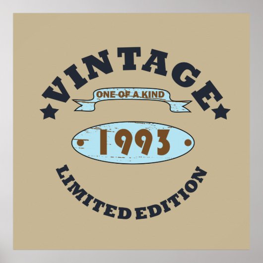 Poster né en 1993 anniversaire vintage (Devant)