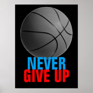 Poster Ne jamais abandonner la motivation du basket-ball