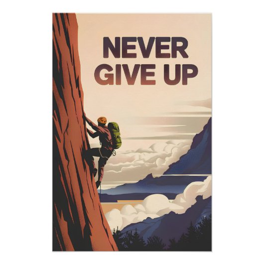 Poster Ne jamais abandonner motivationnel (Devant)