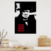 Poster Ne jamais abandonner Winston Churchill Motivation  (Cuisine)