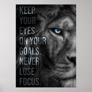 Poster Ne jamais perdre de vue - Motivation du lion
